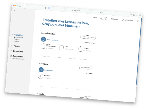 Überblick zur Kategorie Erstellen in beook lessons.